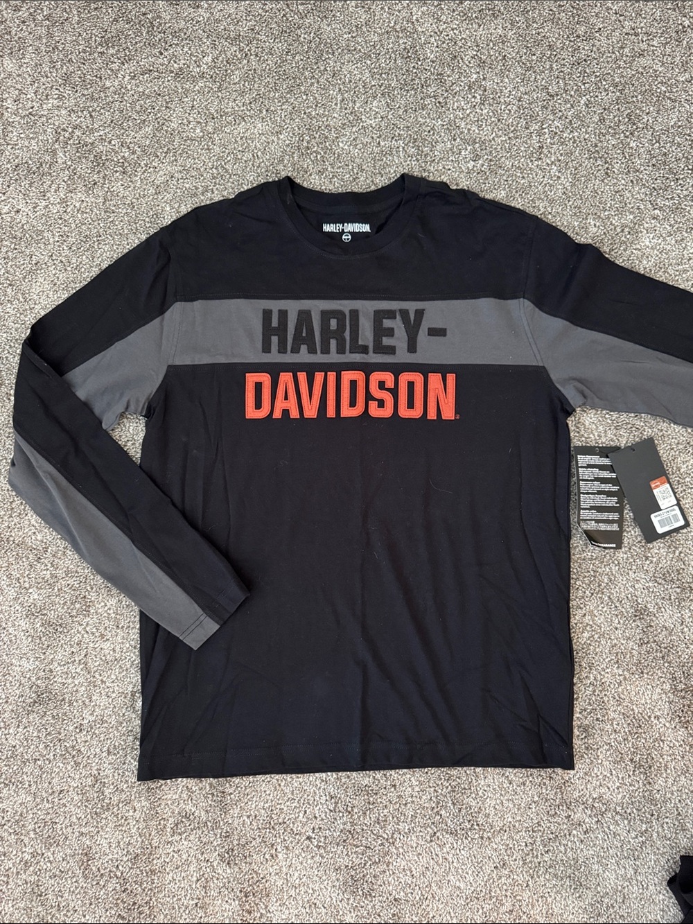 Harley-Davidson Black & Gray Long Sleeve Tee Size Large